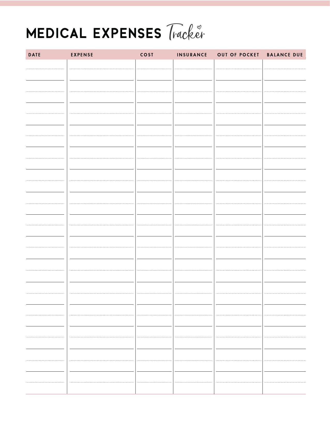 FREE Printable Medical Expenses Tracker World Of Printables
