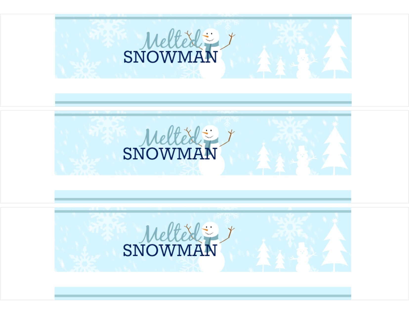 Free Printable Melted Snowman Water Bottle Labels Easy DIY 