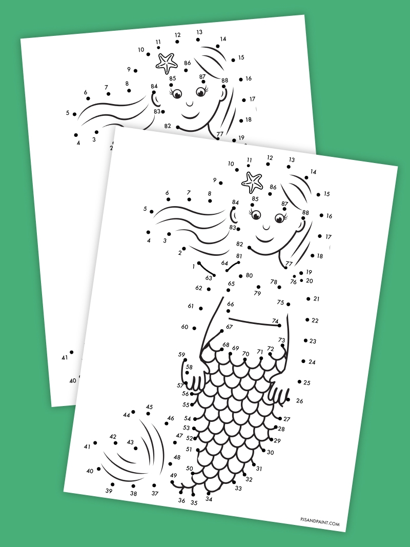 Free Printable Mermaid Connect The Dots Pjs And Paint