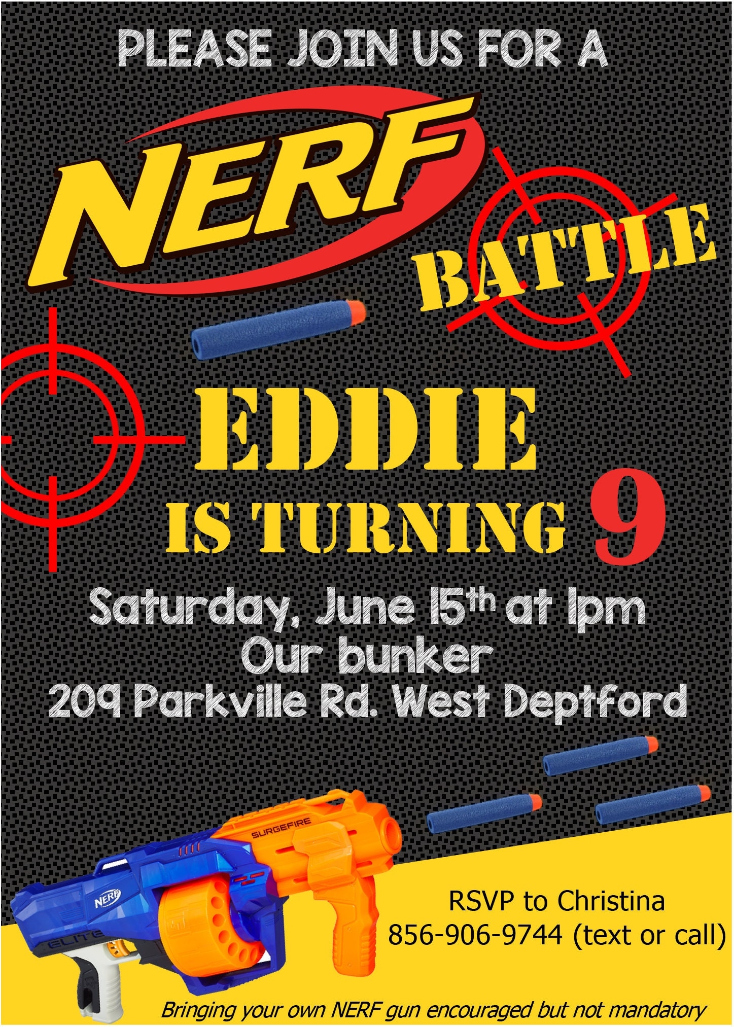 free printable nerf war invitations