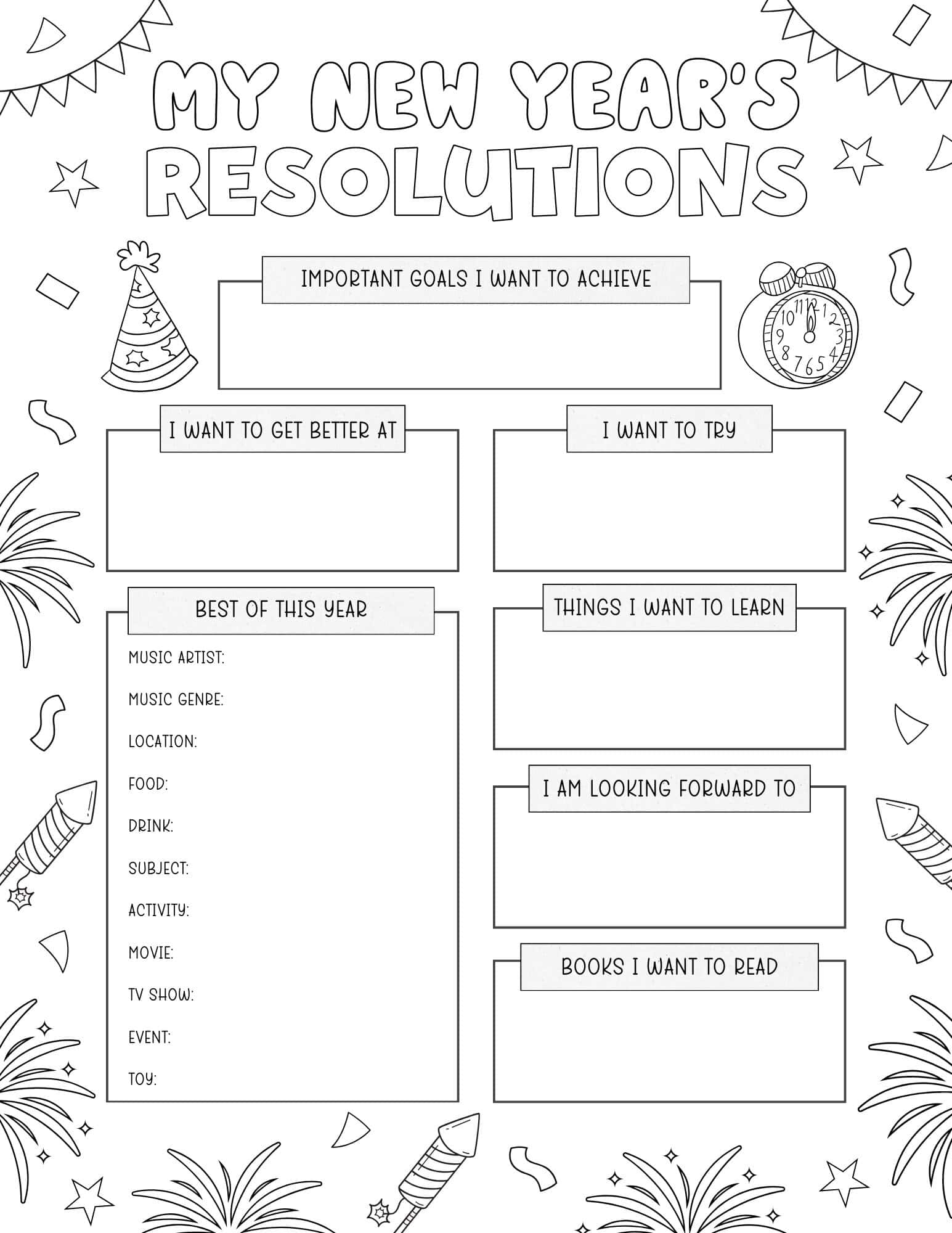 Free Printable New Year s Resolution Worksheet For Kids Create 
