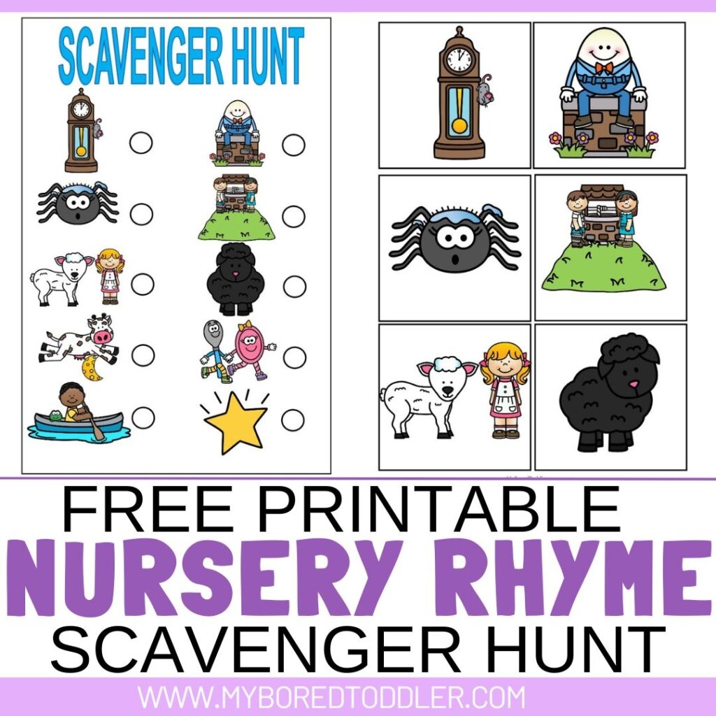 FREE PRINTABLE Nursery Rhyme Scavenger Hunt My Bored Toddler FREE PRINTABLE Nursery Rhyme Scavenger Hunt My Bored Toddler