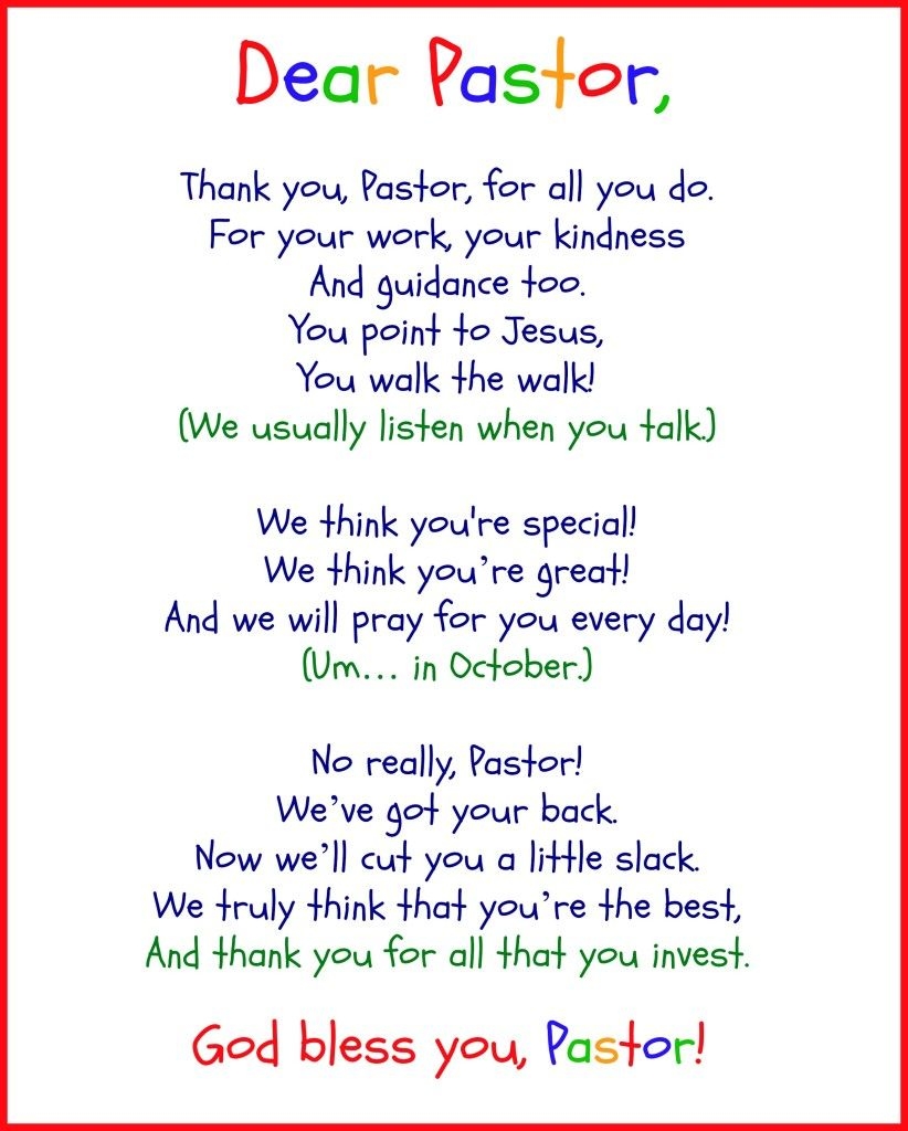 Free Printable Pastor Appreciation Poems Printable Party Favors