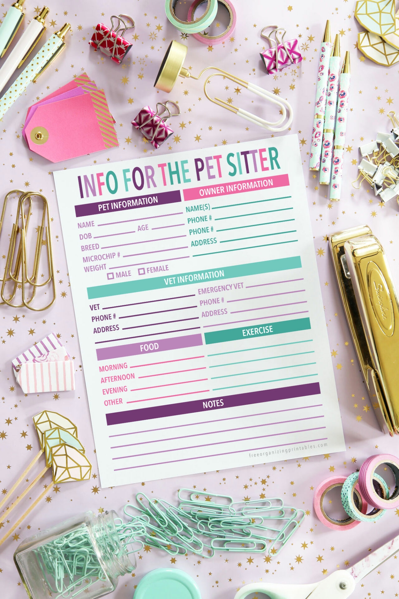 free pet binder printables