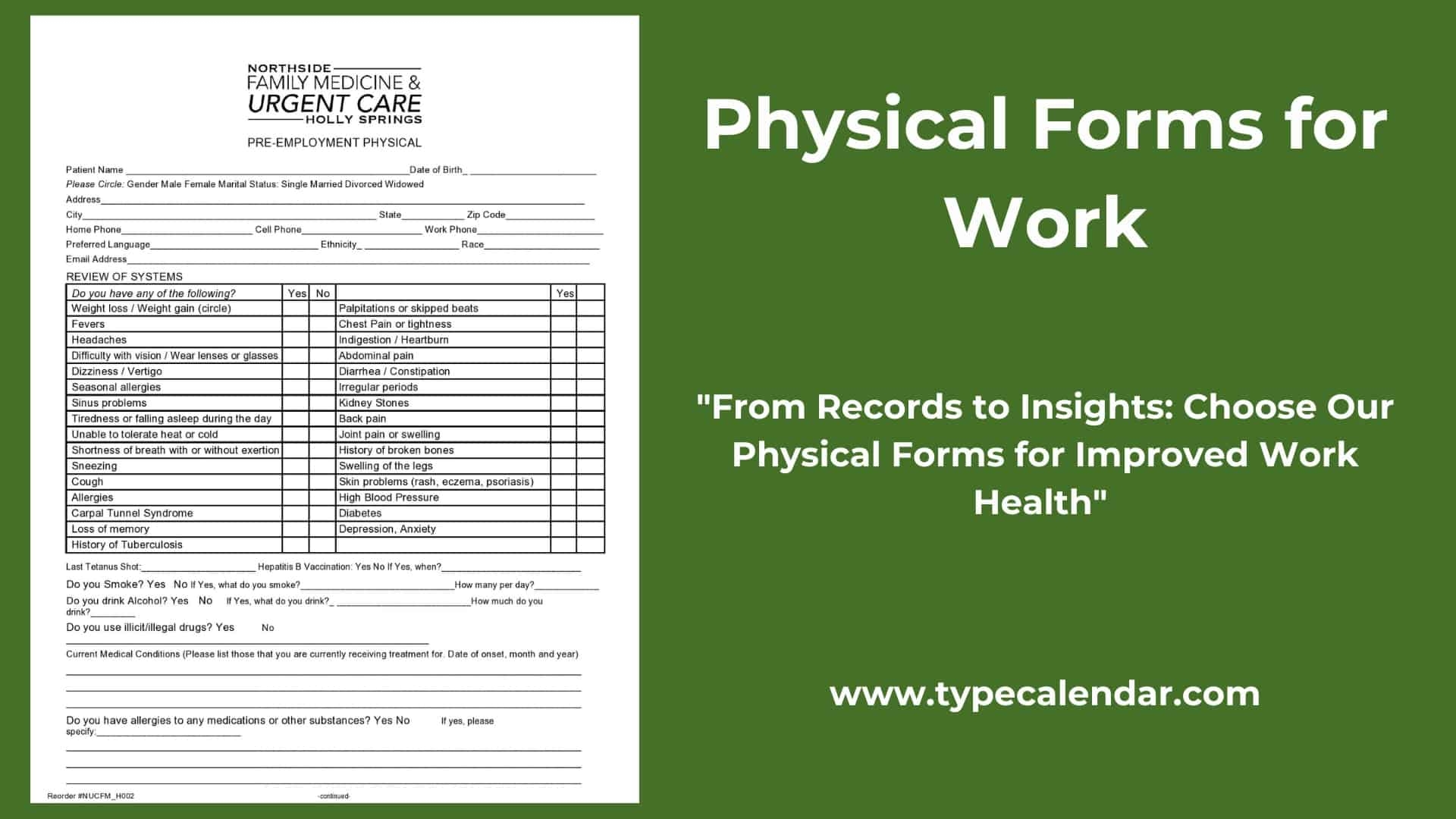 printable annual physical exam form