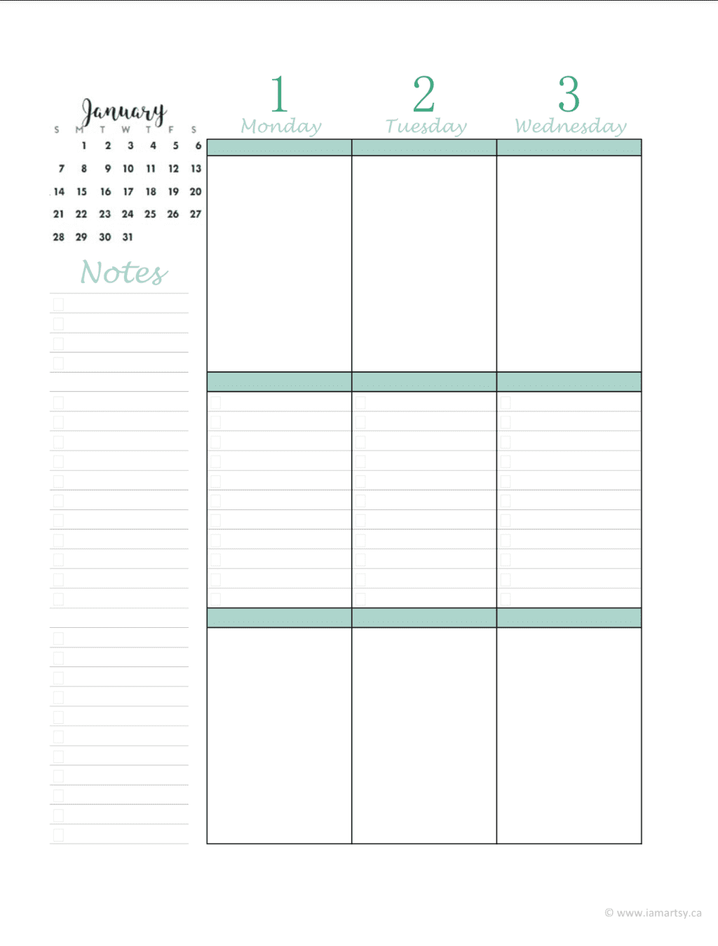 2018 weekly planner printable free