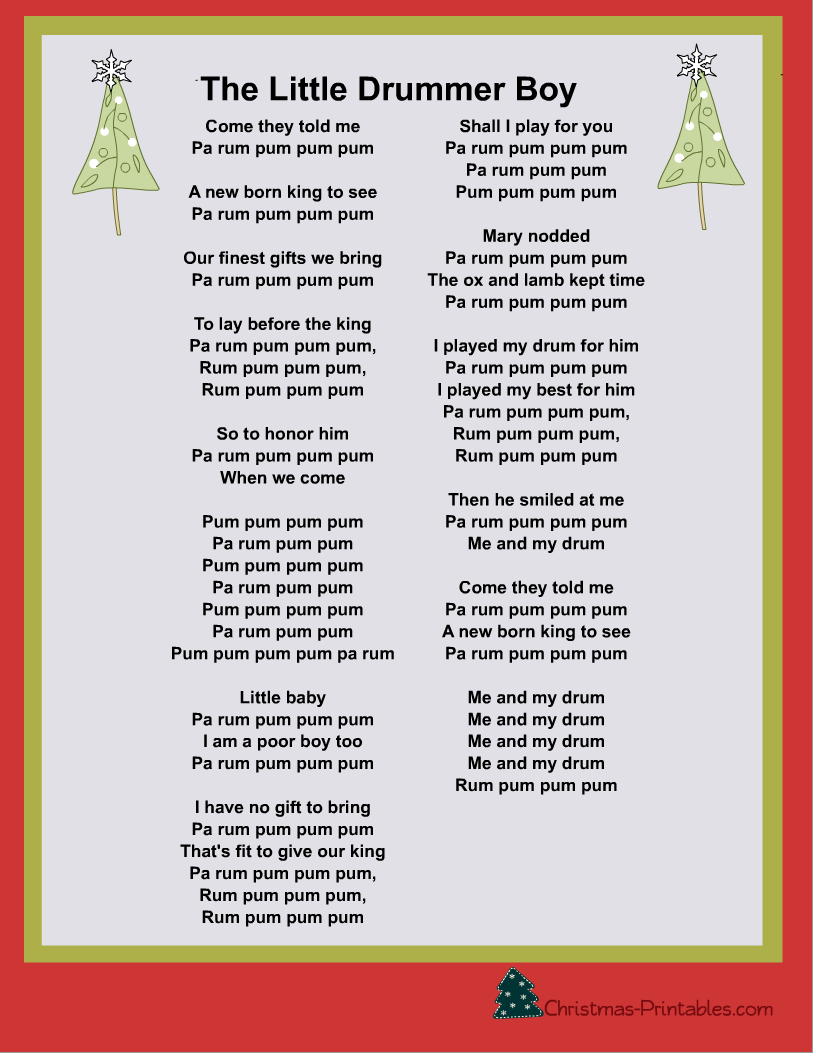 Free Printable Popular Christmas Carols