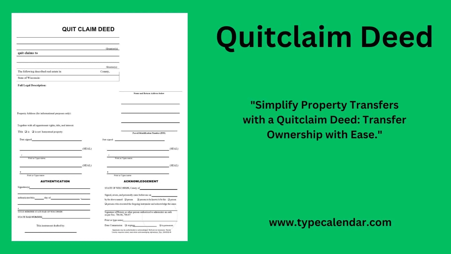 free printable quit claim deed form