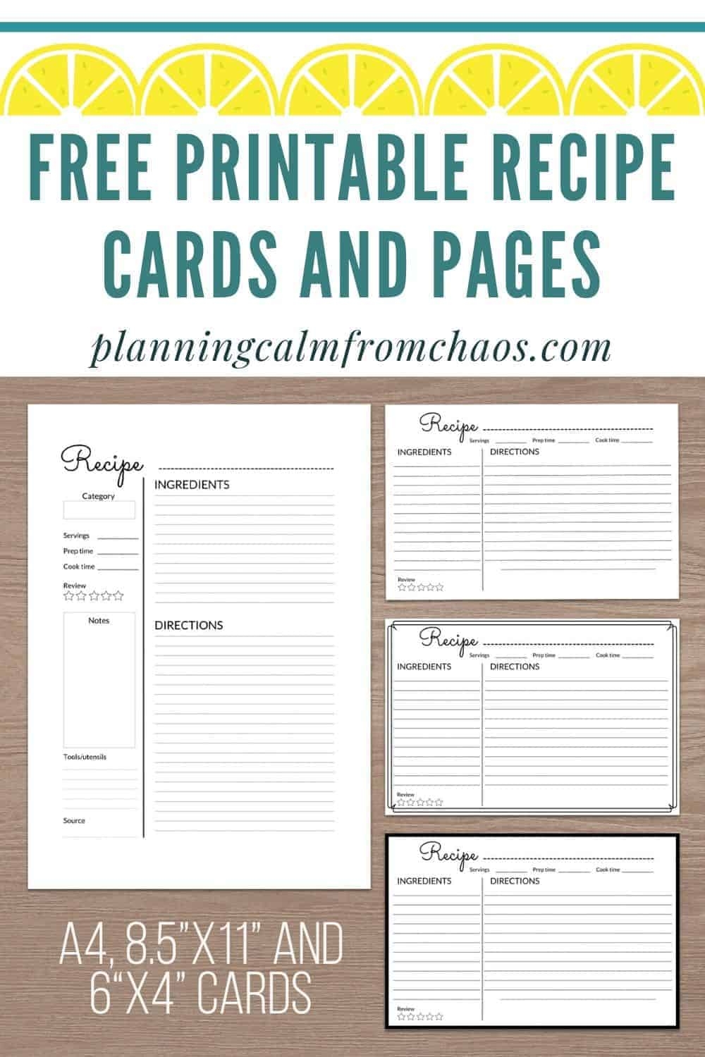 free printable 8x10 recipe cards