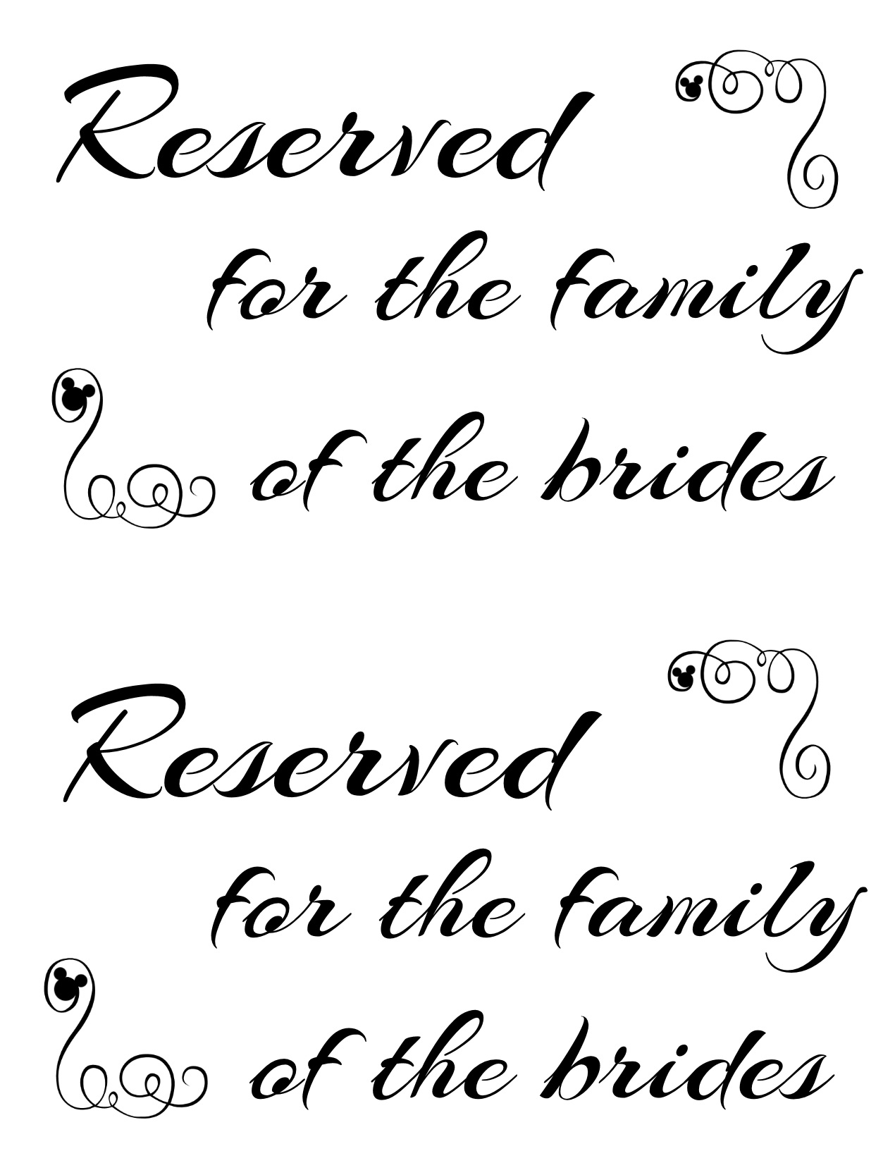 Free Printable Reserved Seating Signs For Your Wedding Ceremony