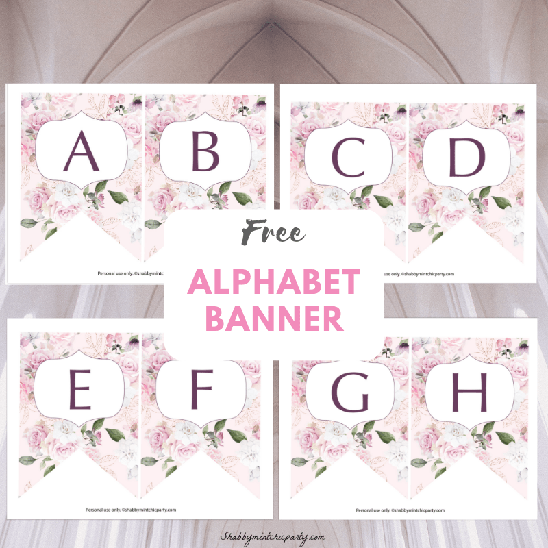 Free Printable Rose Alphabet Banner Shabby Mint Chic Party
