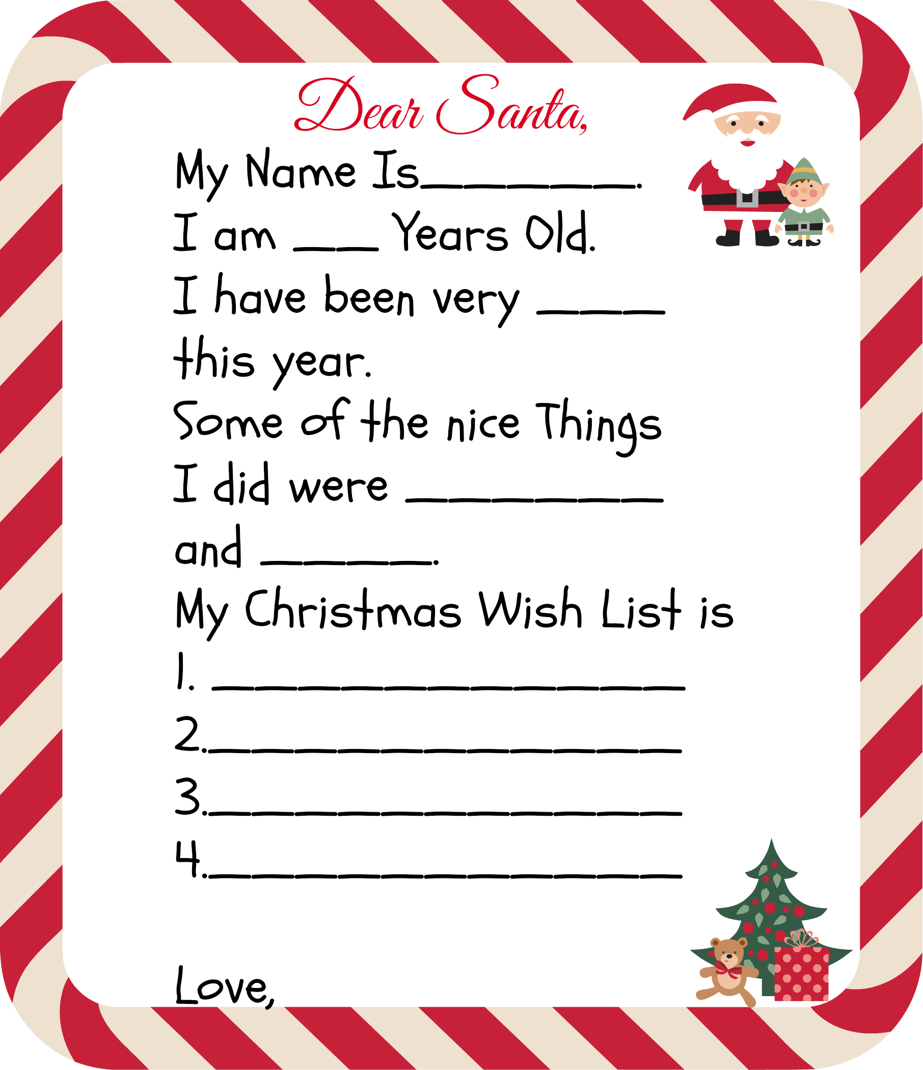 printable santa letter for kids