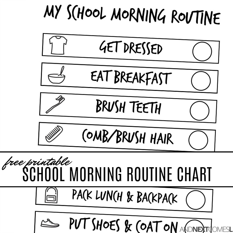 Free Printable School Morning Visual Routine Chart For Kids And Next Comes L Hyperlexia Resources