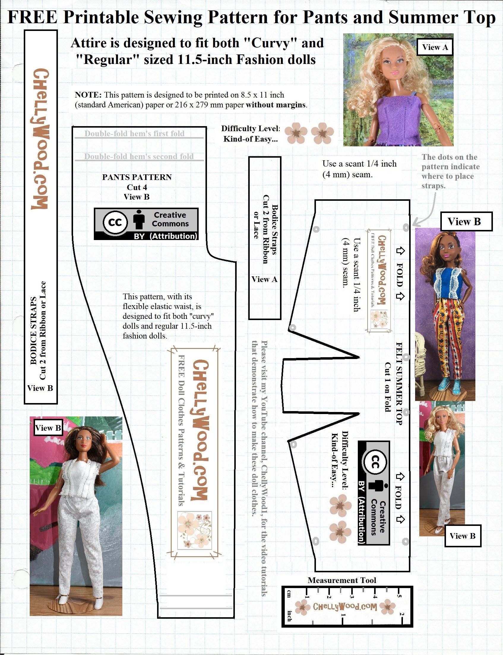 Free Printable Sewing Pattern For Dolls SummerClothes ChellyWood Free Doll Clothes Patterns
