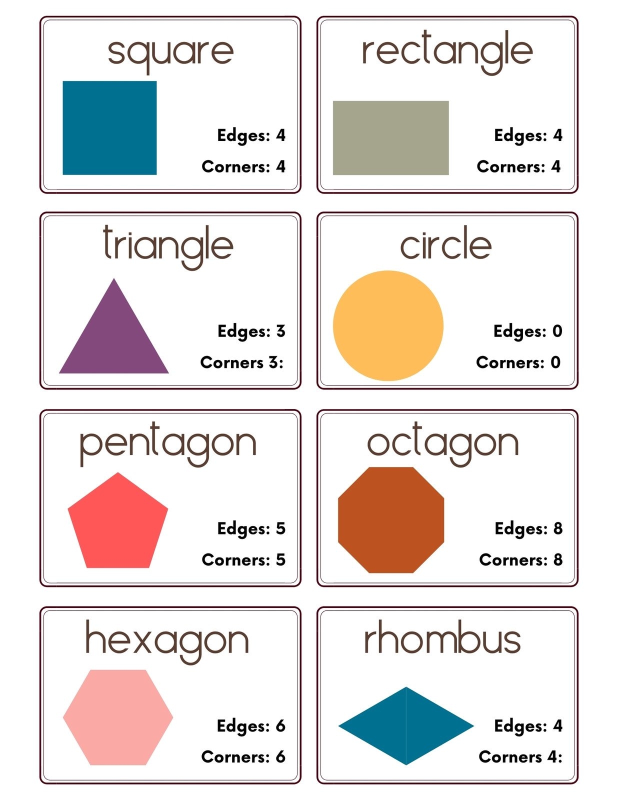 free printable shape flashcards