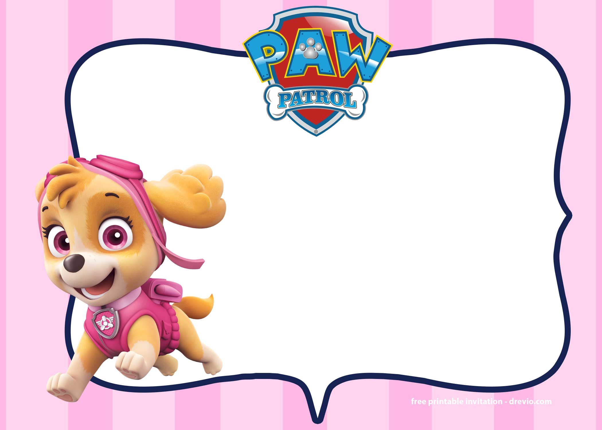 FREE Printable Skye Paw Patrol Invitations Templates
