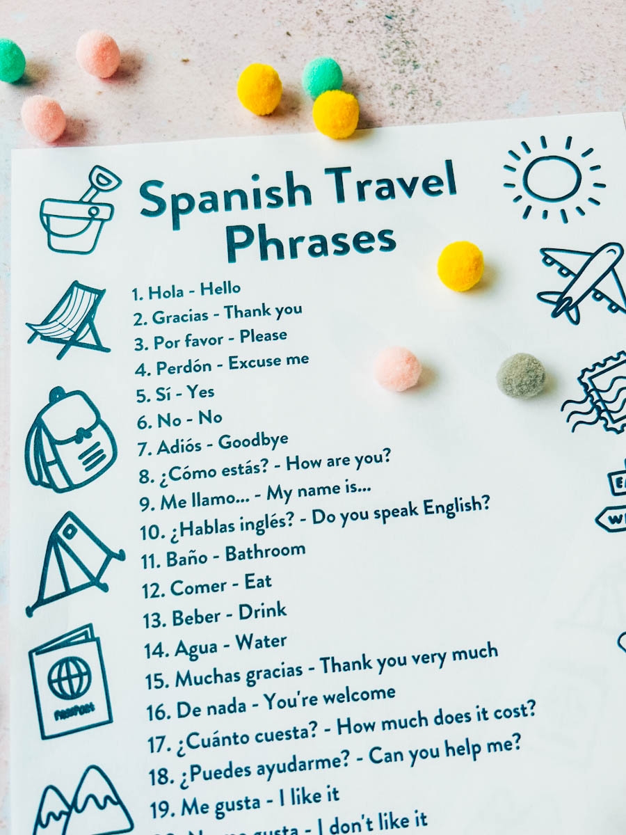 Free Printable Spanish Travel Phrases For Kids Mini Travellers Family Travel U0026 Family Holiday Tips
