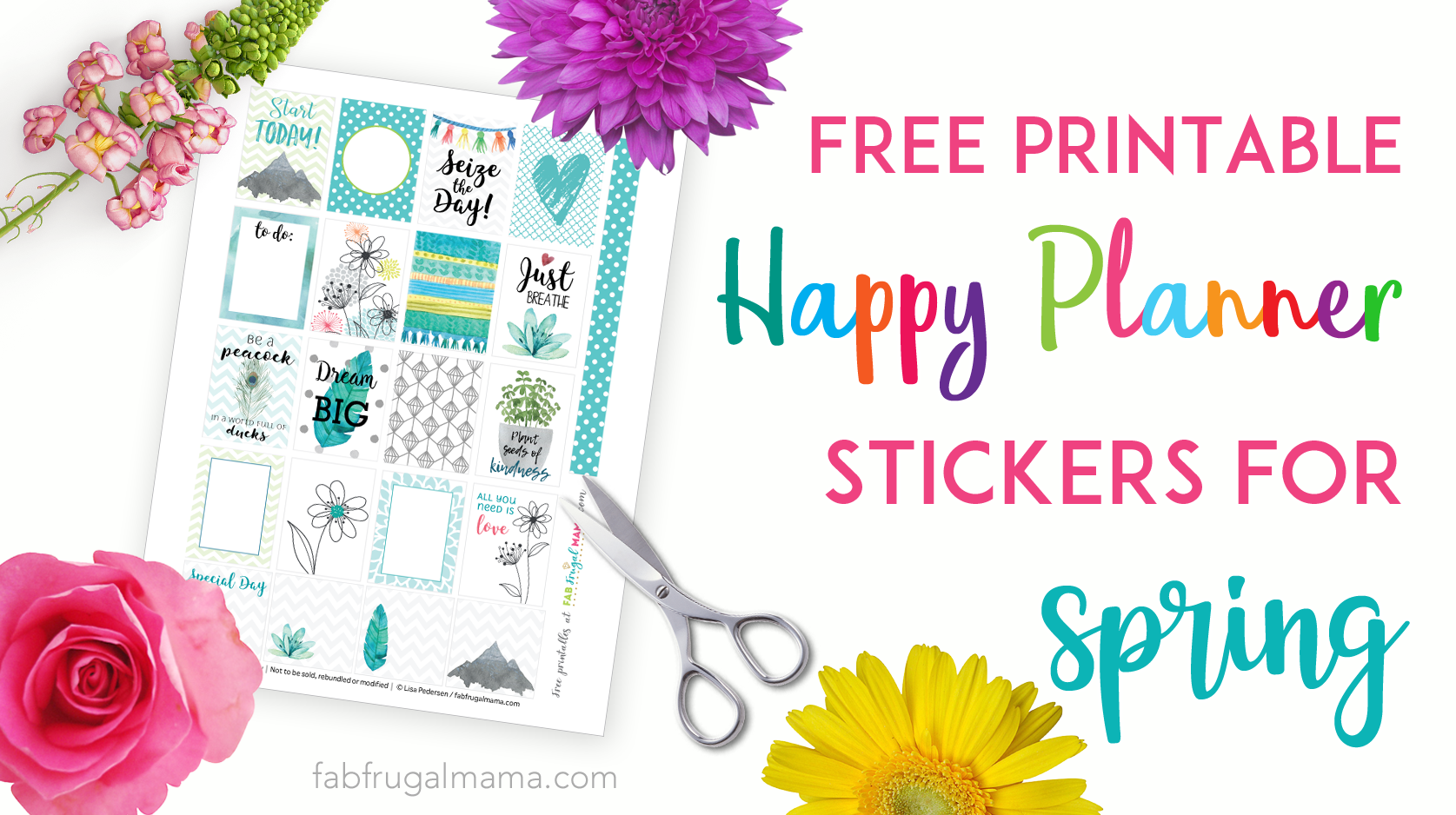 Free Printable Spring U0026 Happy Planner Stickers Fab Frugal Mama
