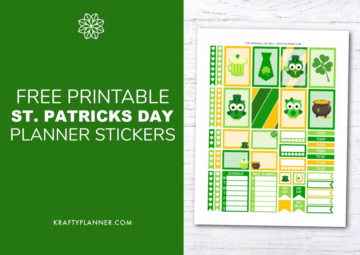 Free Printable St Patrick s Day Planner Stickers Krafty Planner