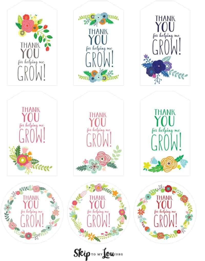 FREE Printable Thank You For Helping Me Grow Gift Tags Skip To 
