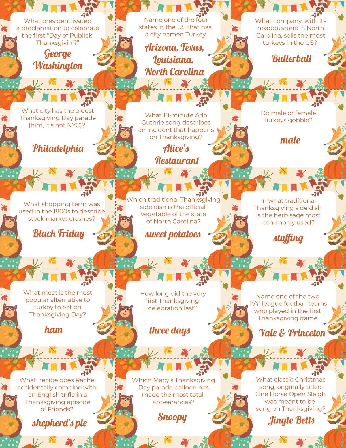 Free Printable Thanksgiving Trivia Questions Play Party Plan30