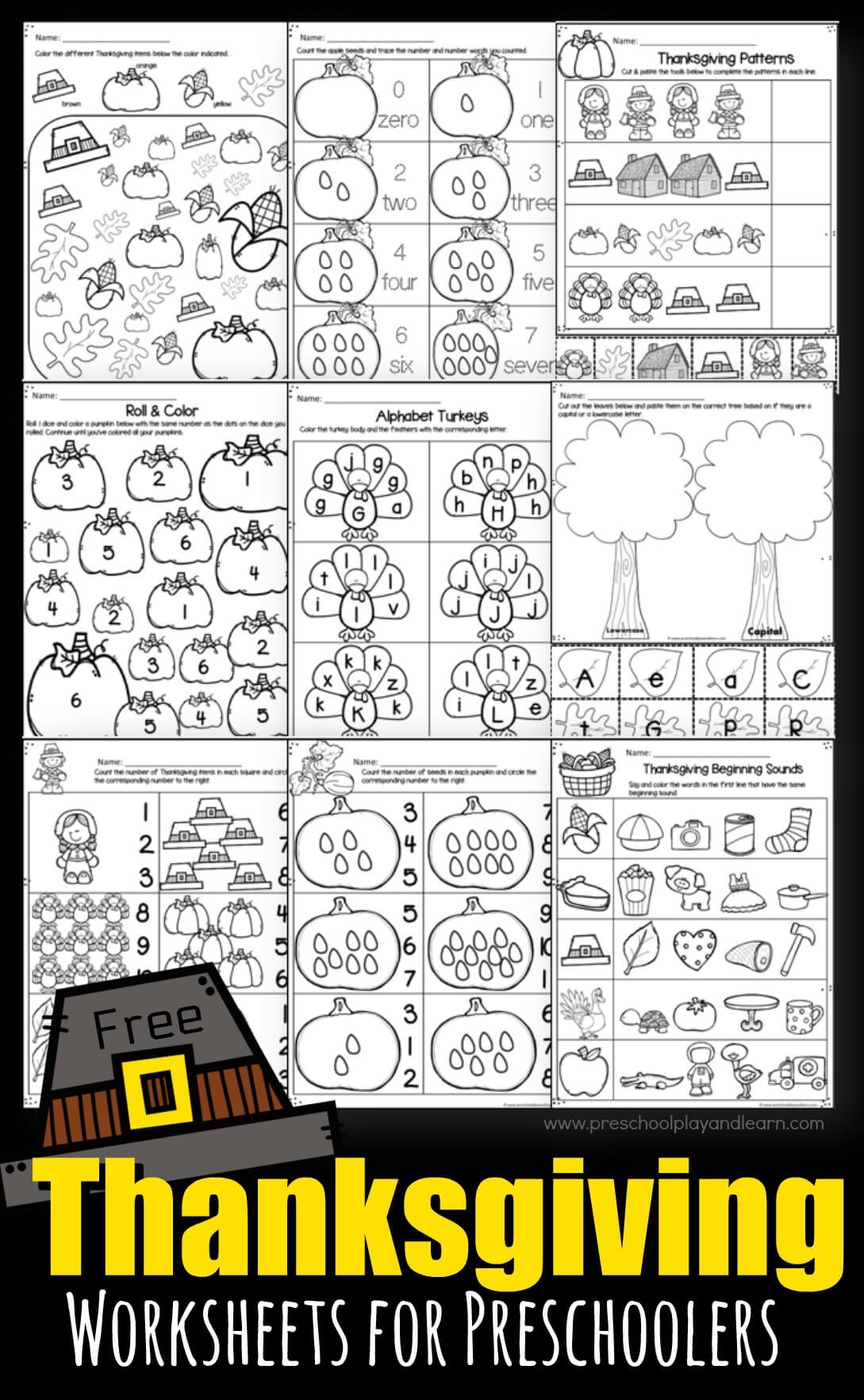 free thanksgiving printables for first grade