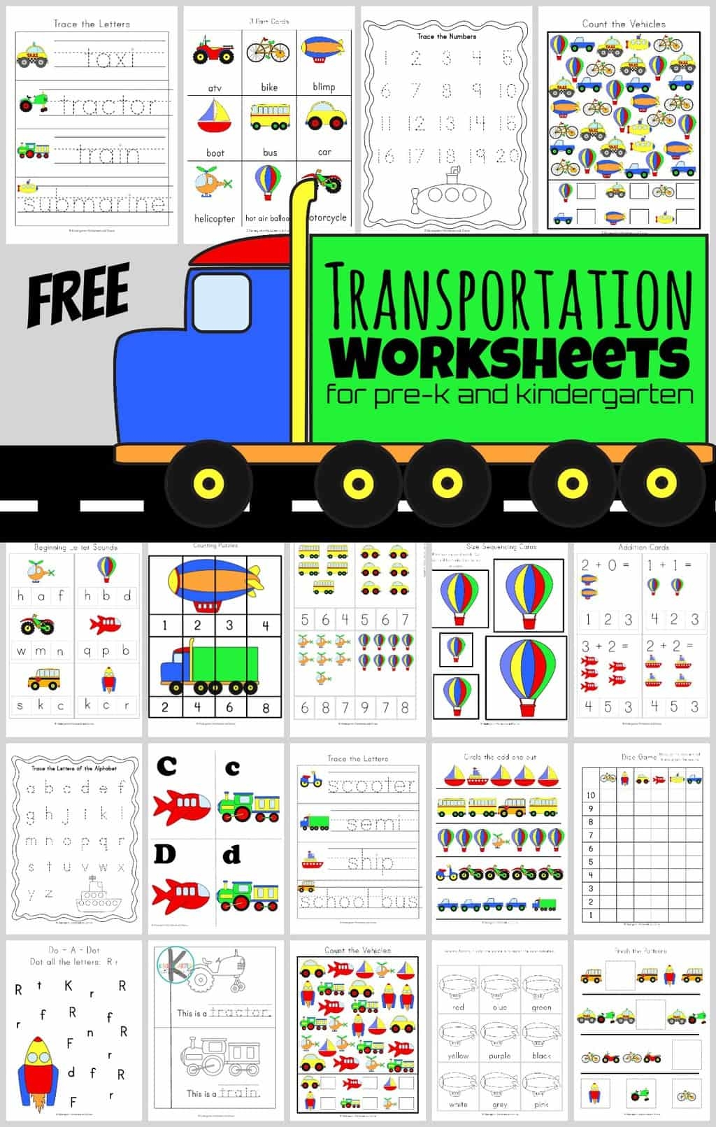 FREE Printable Transportation Worksheets For Kids HUGE Pack   FREE Printable Transportation Worksheets For Kids HUGE Pack