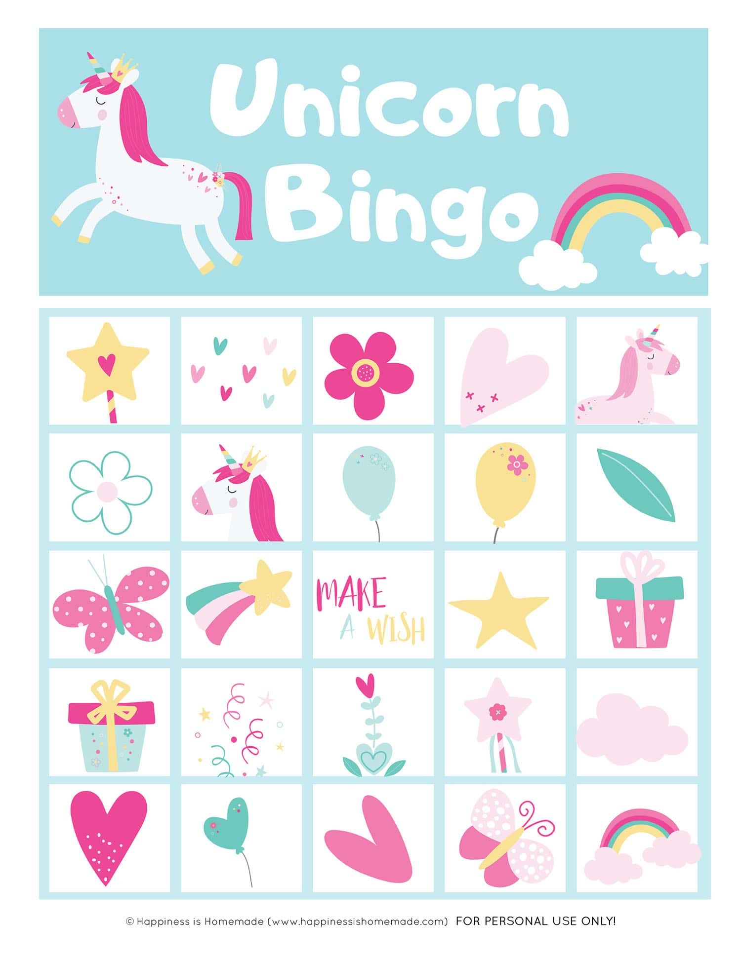 Free Printable Unicorn Bingo Game Happiness Is Homemade Free Printable Unicorn Bingo Game Happiness Is Homemade