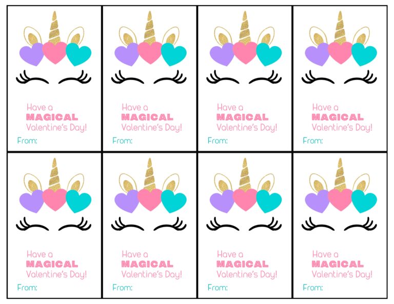 Free Printable Unicorn Valentine Cards Paper Trail Design