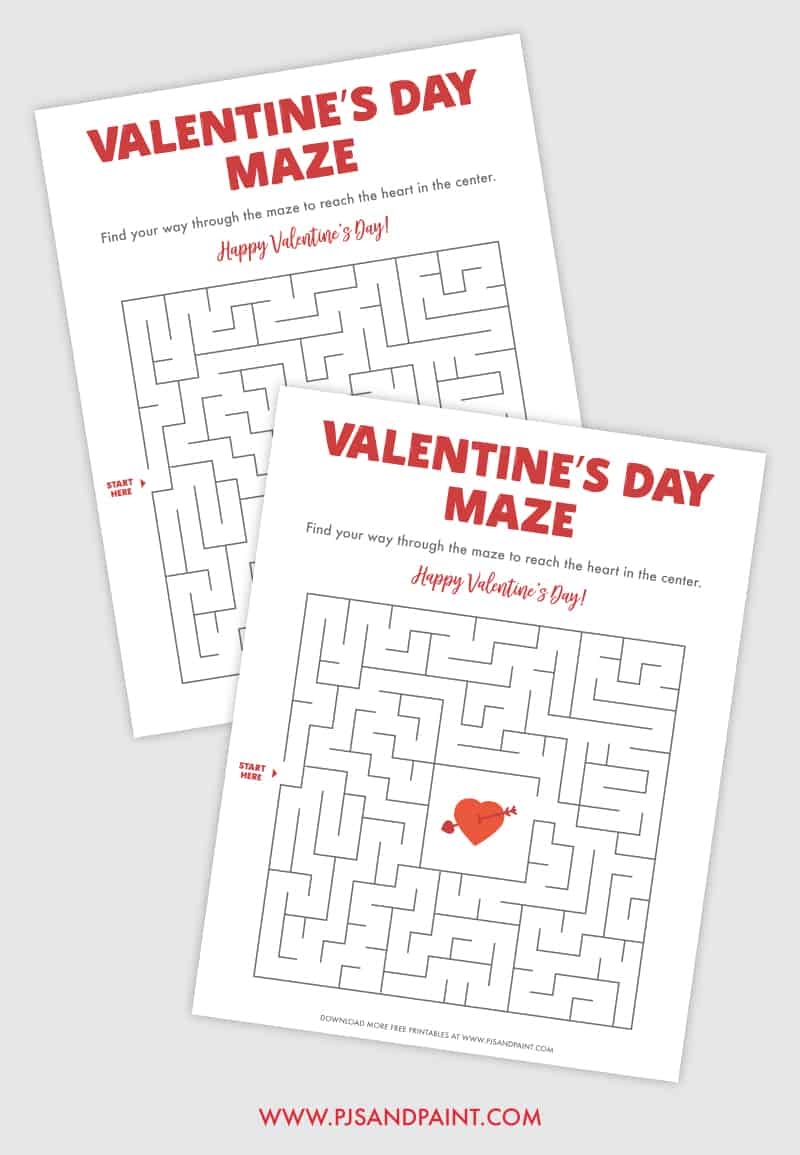Free Printable Valentine s Day Maze Pjs And Paint