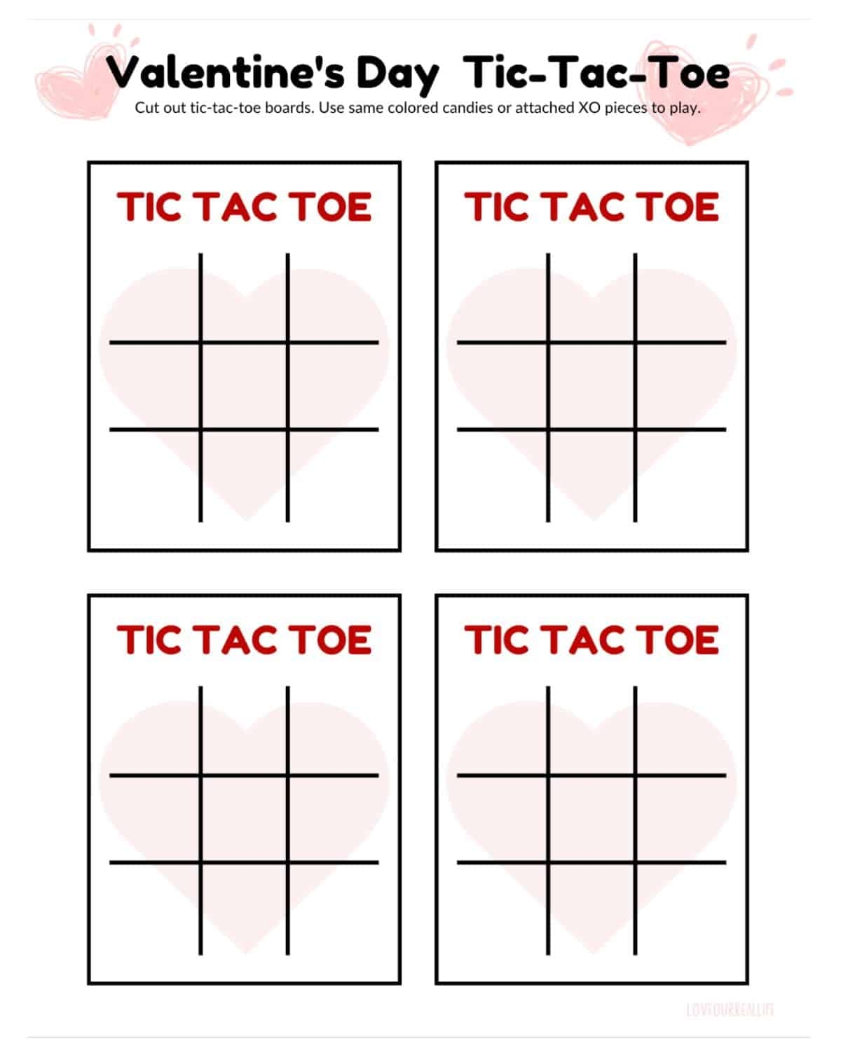 FREE Printable Valentine Tic Tac Toe Cards Love Our Real Life
