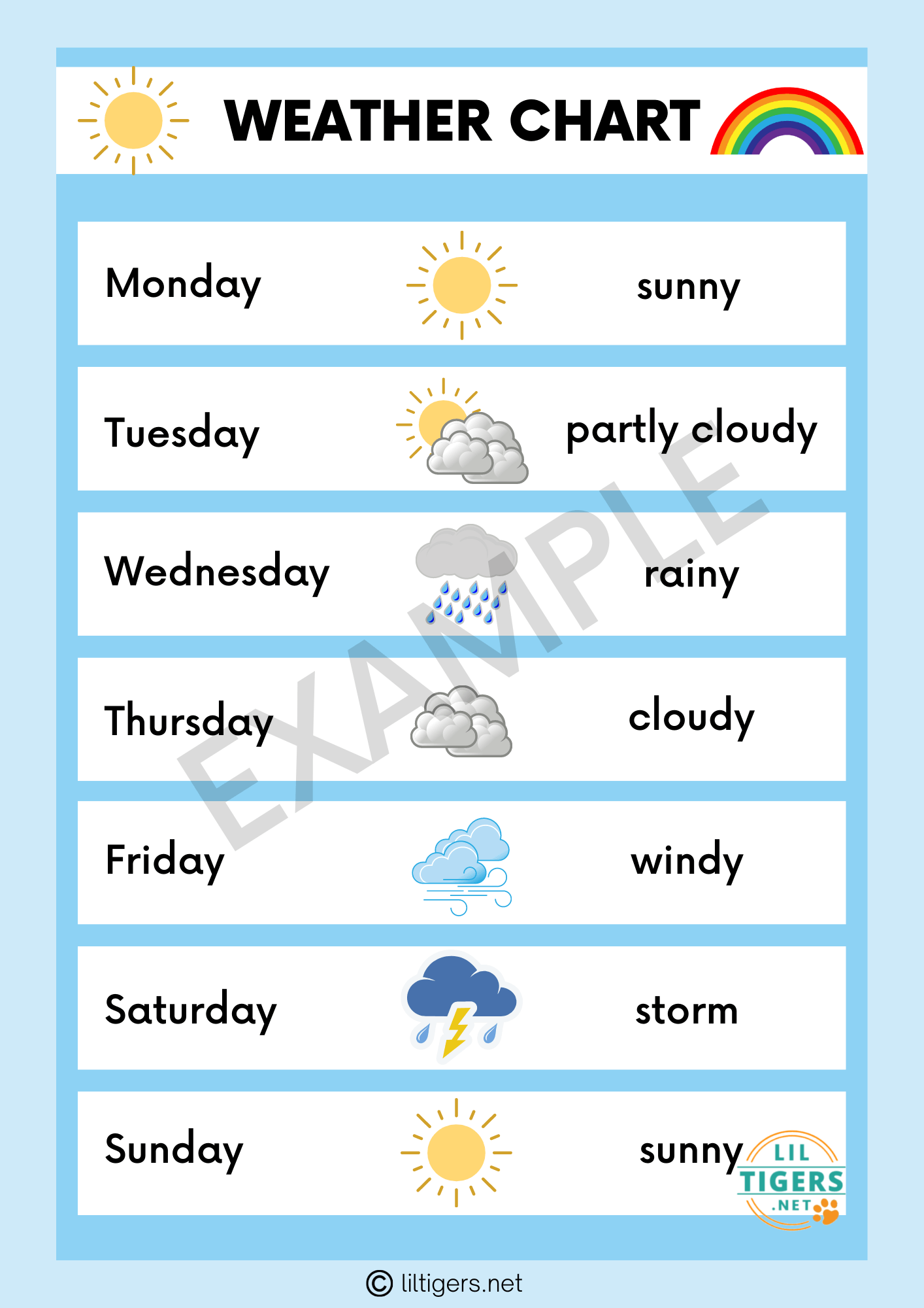 Free Printable Weather Chart For Kids Lil Tigers Lil Tigers