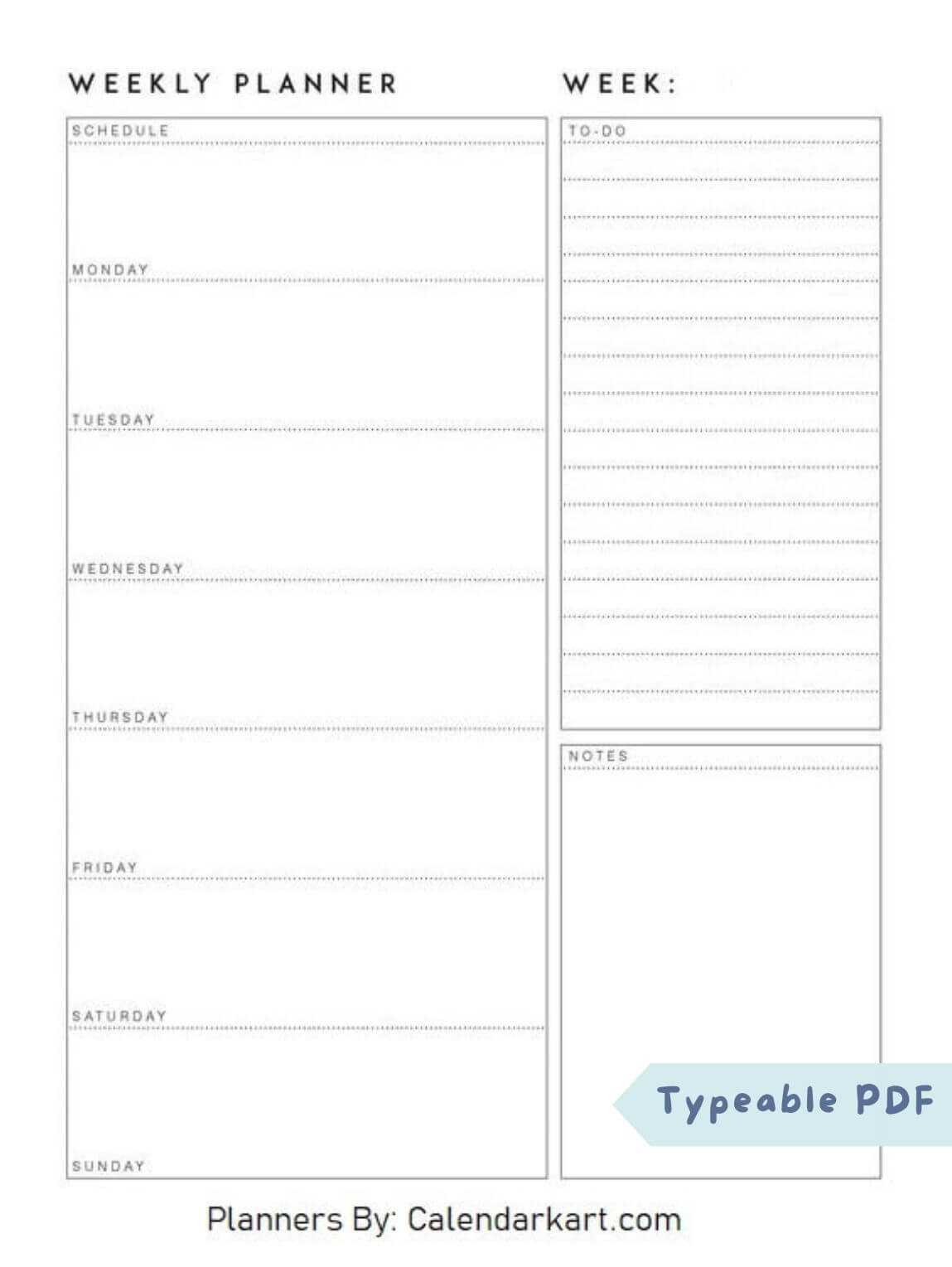 Free Printable Weekly Planner Templates CalendarKart