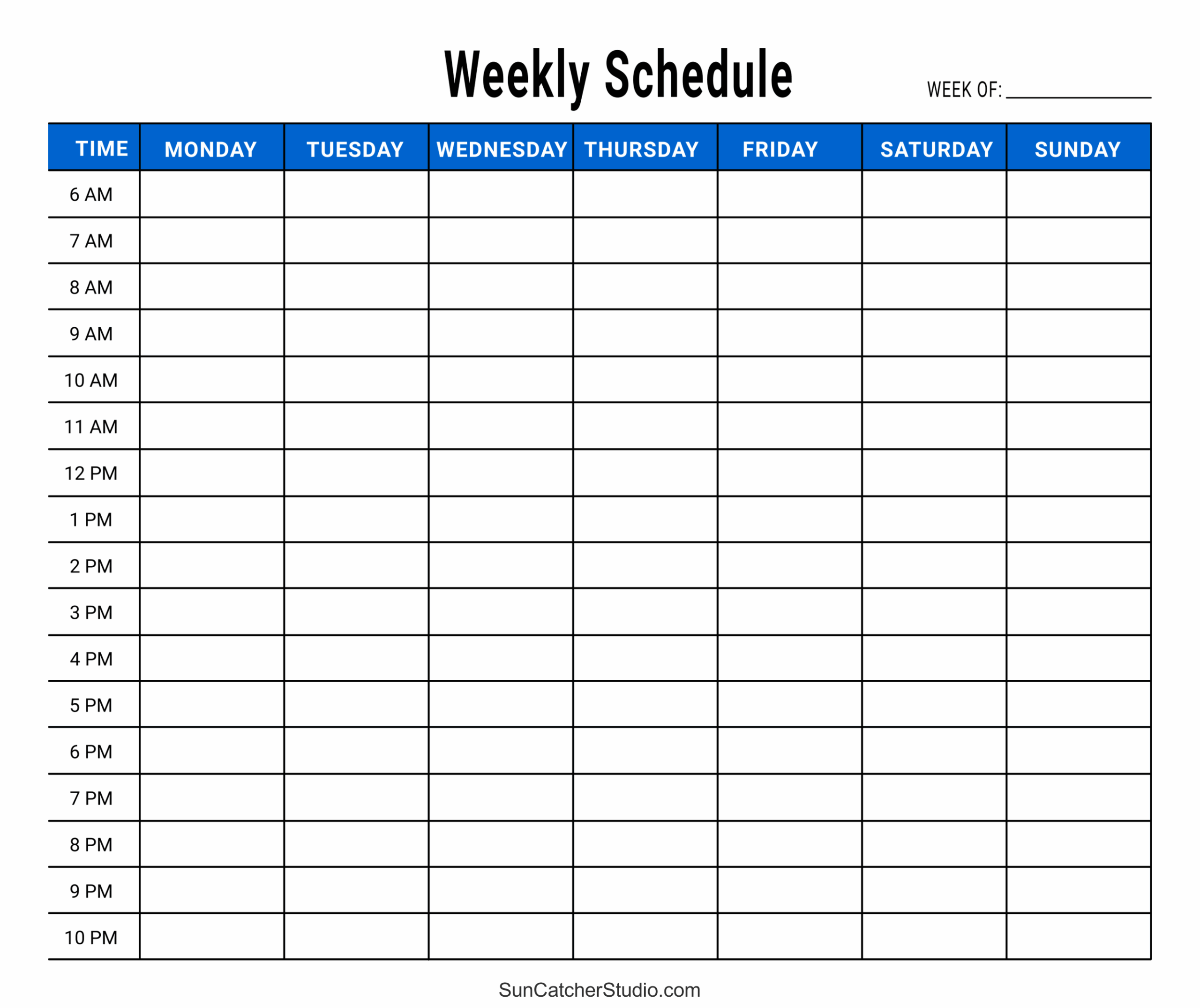 printable weekly planner with time slots