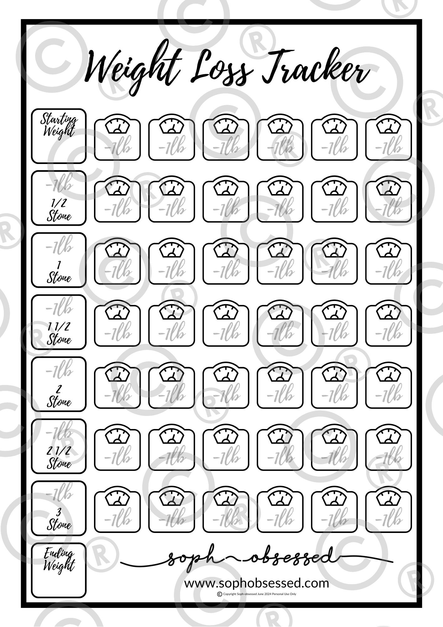 weight loss tracker printable