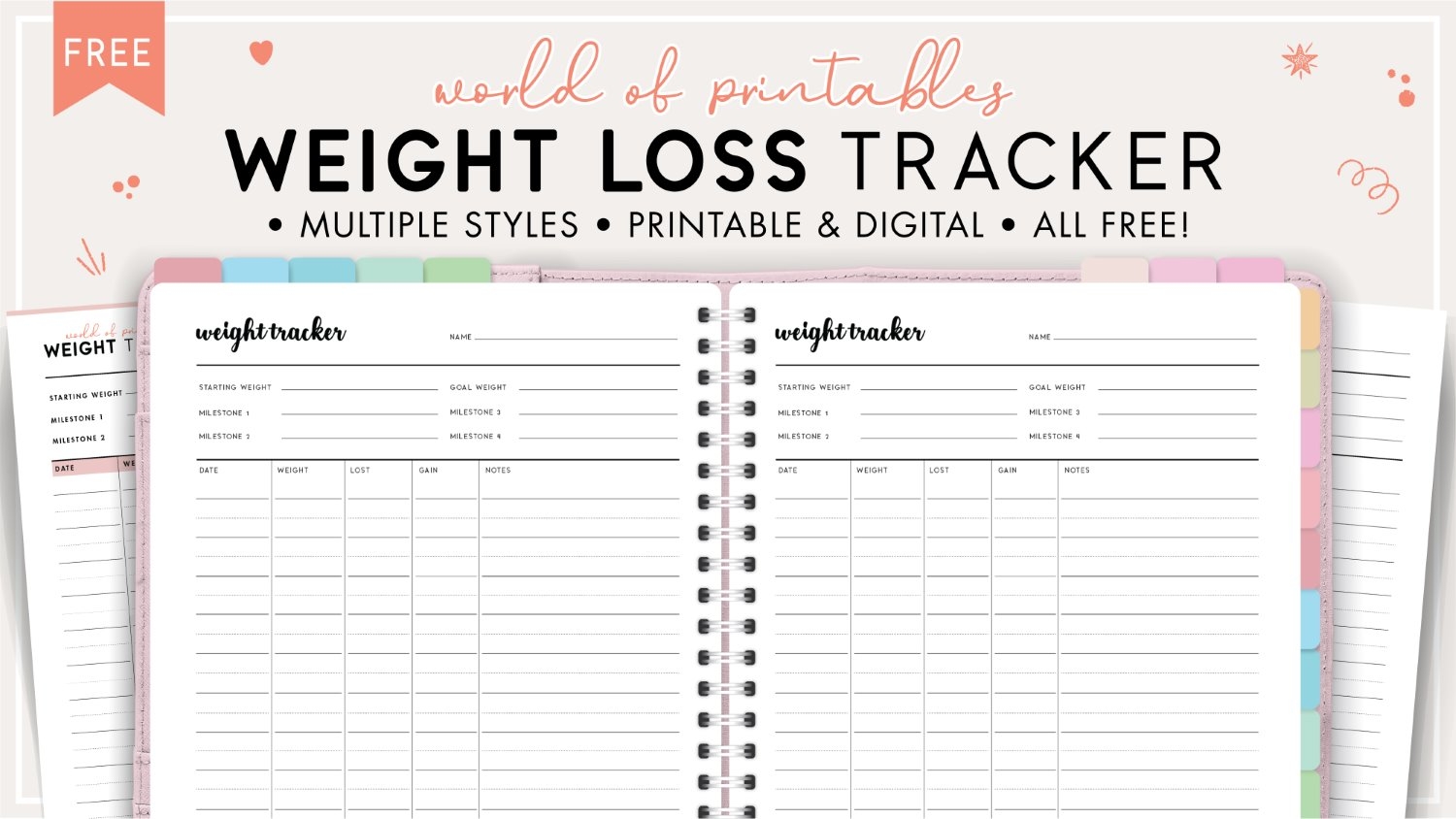 free printable weight loss journal template