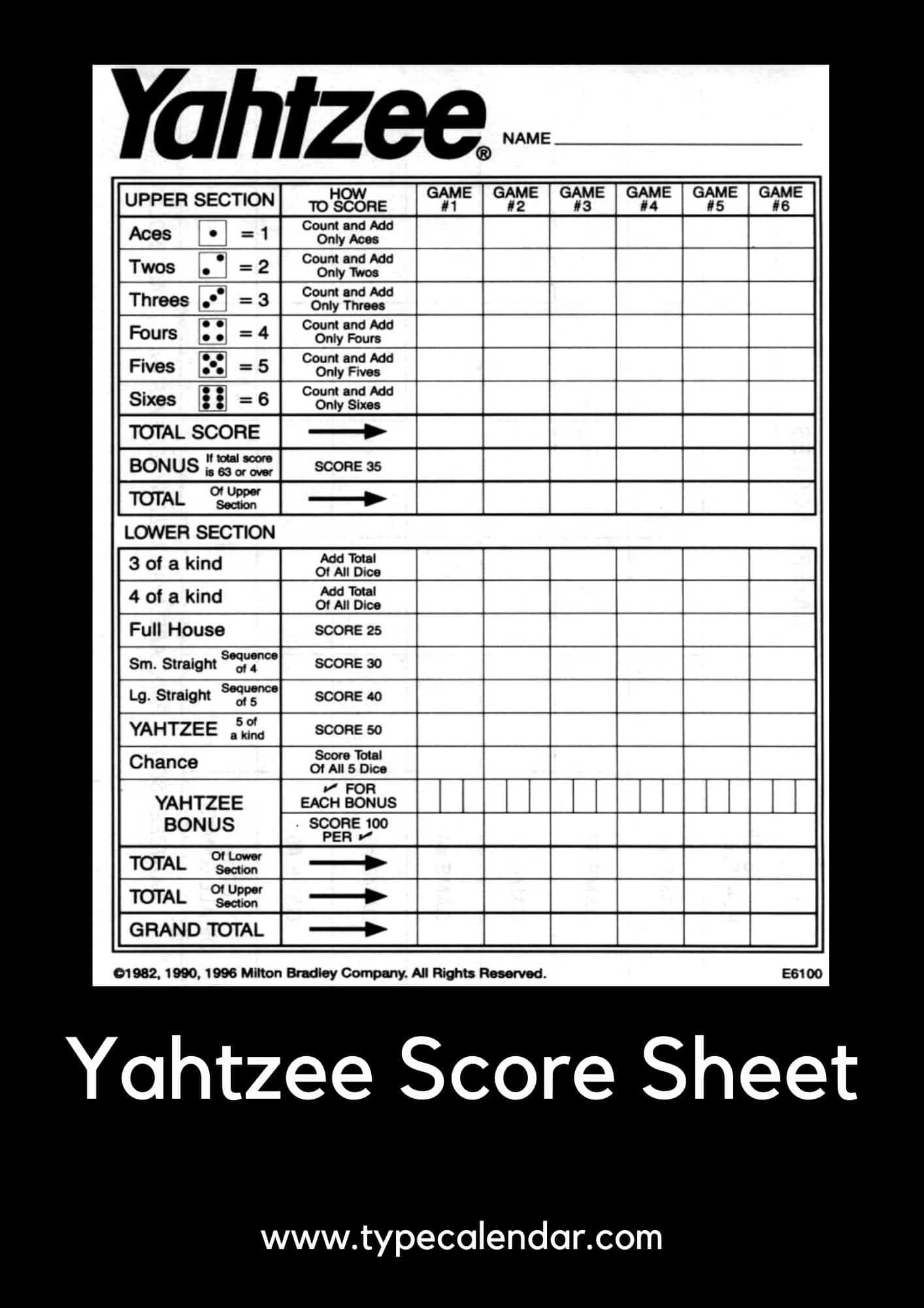 free giant printable yardzee score card pdf