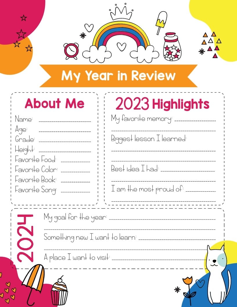 Free Printable Year In Review For Kids