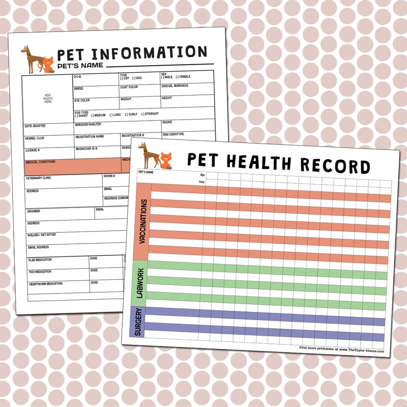 FREE PRINTABLES Pet Care The Taylor House