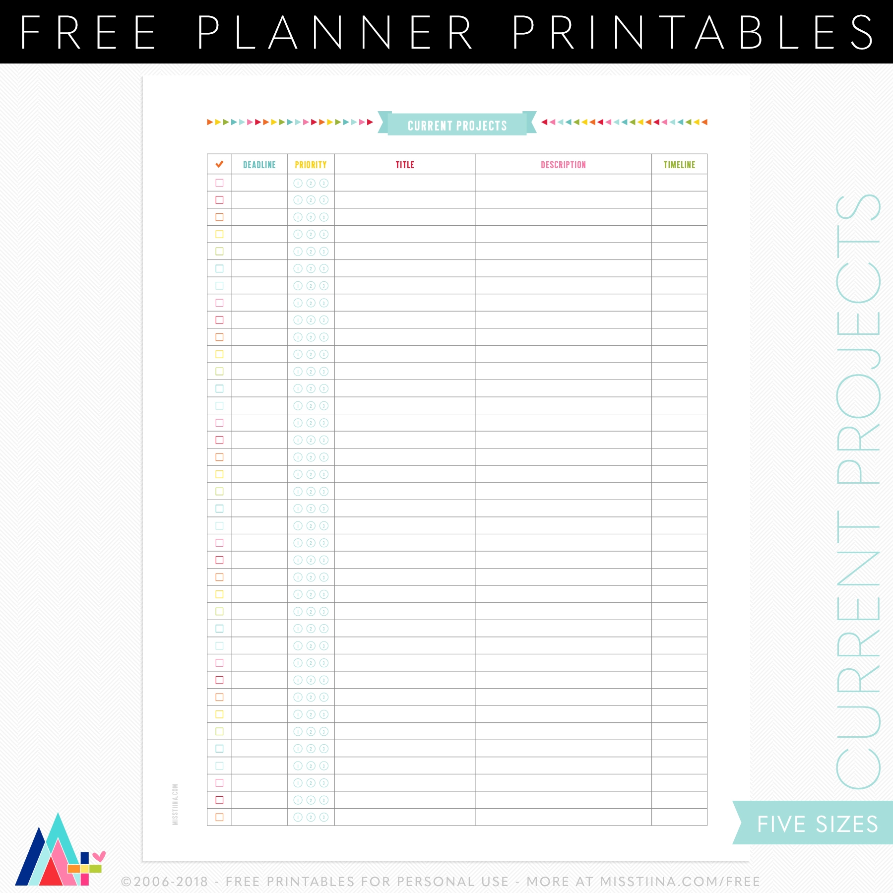 FREE Project Planner Current Projects Planner Page Printables 
