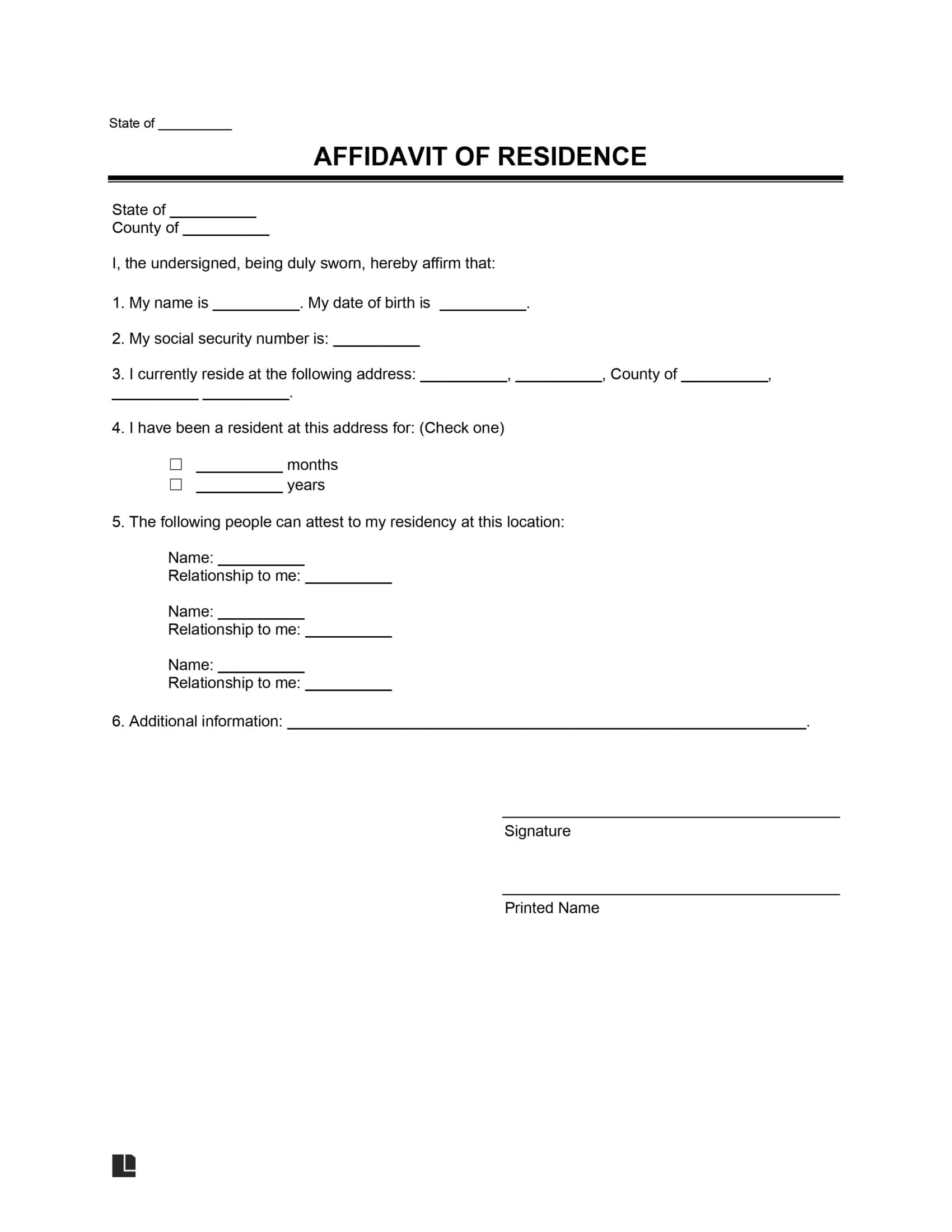 Free Proof Of Residency Letter Affidavit Of Residence PDF U0026 Word Free Proof Of Residency Letter Affidavit Of Residence PDF U0026 Word