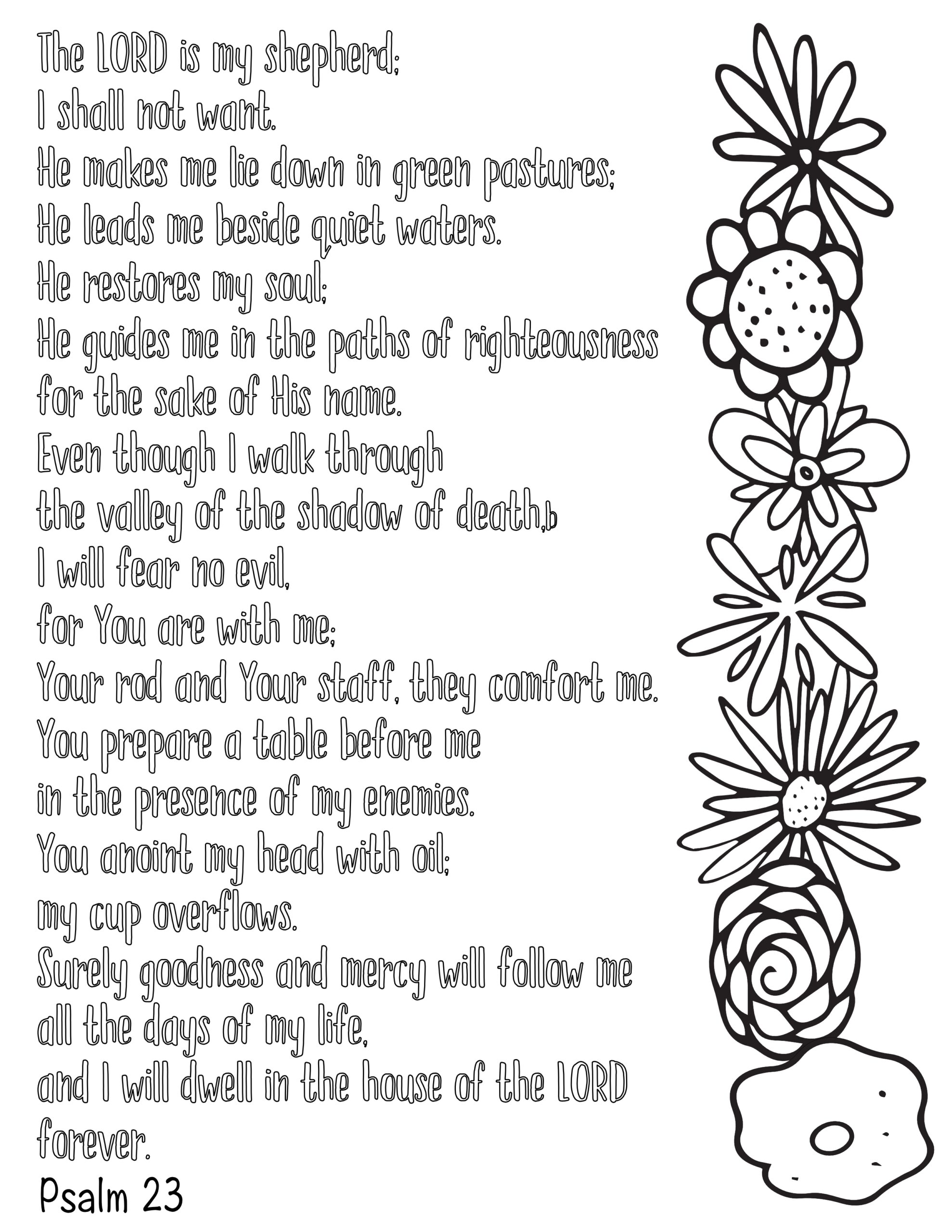psalm 23 printable coloring pages