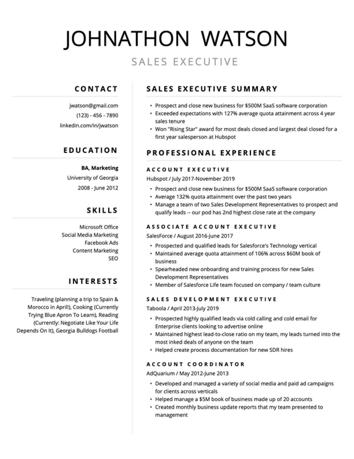 free printable resume examples