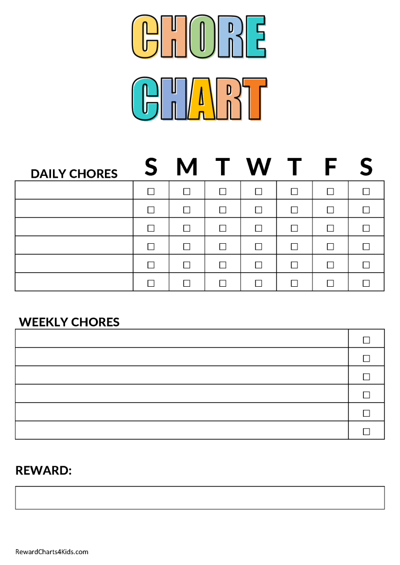 kids reward chart printable