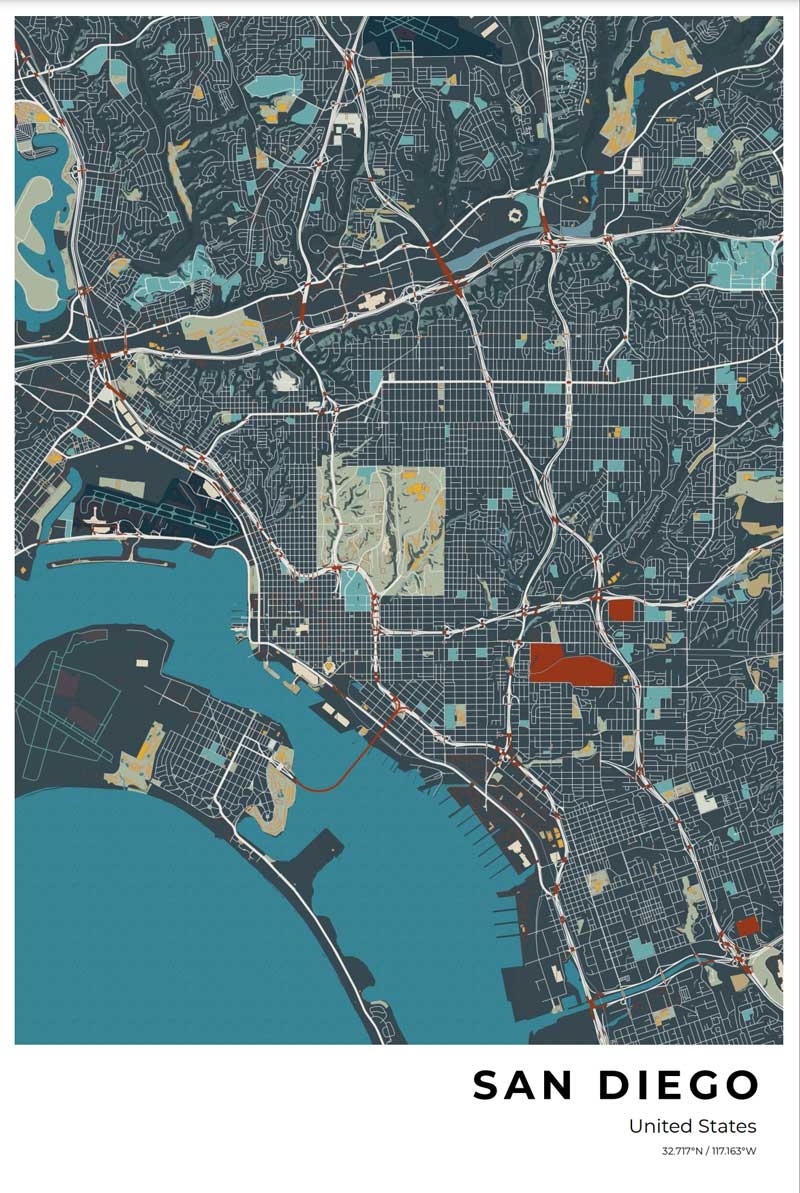 Free San Diego Street Map Poster Craft U0026 Oak Free San Diego Street Map Poster Craft U0026 Oak