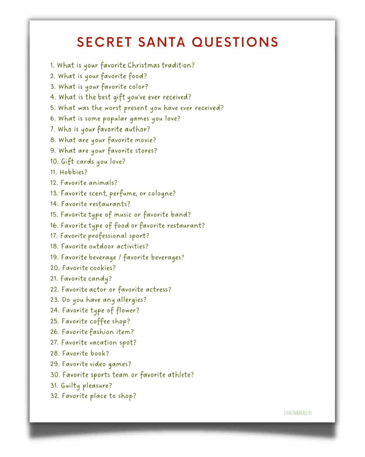 free printable secret santa wish list