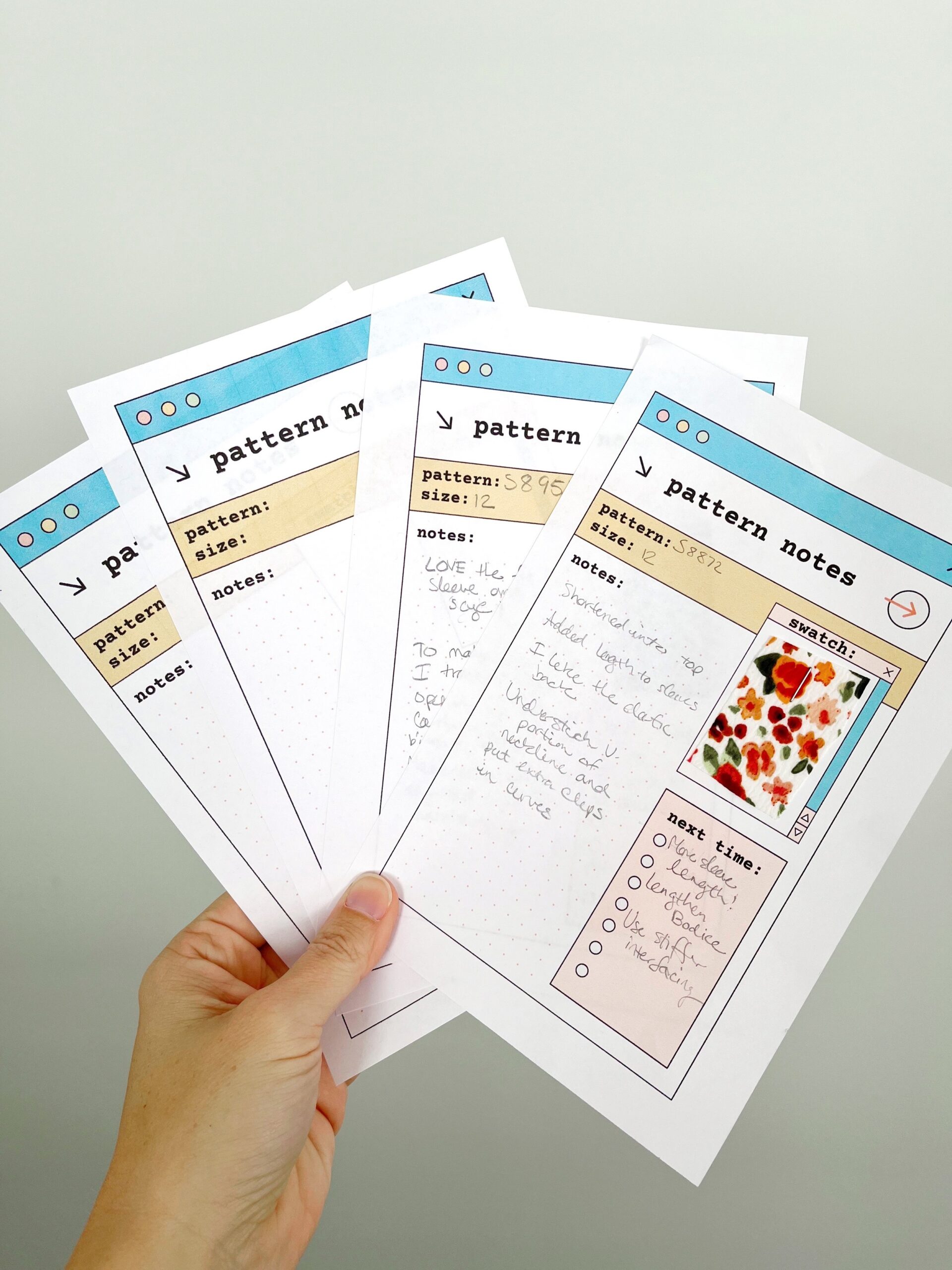 FREE Sewing Pattern Notes Printable Pin Cut Sew Studio