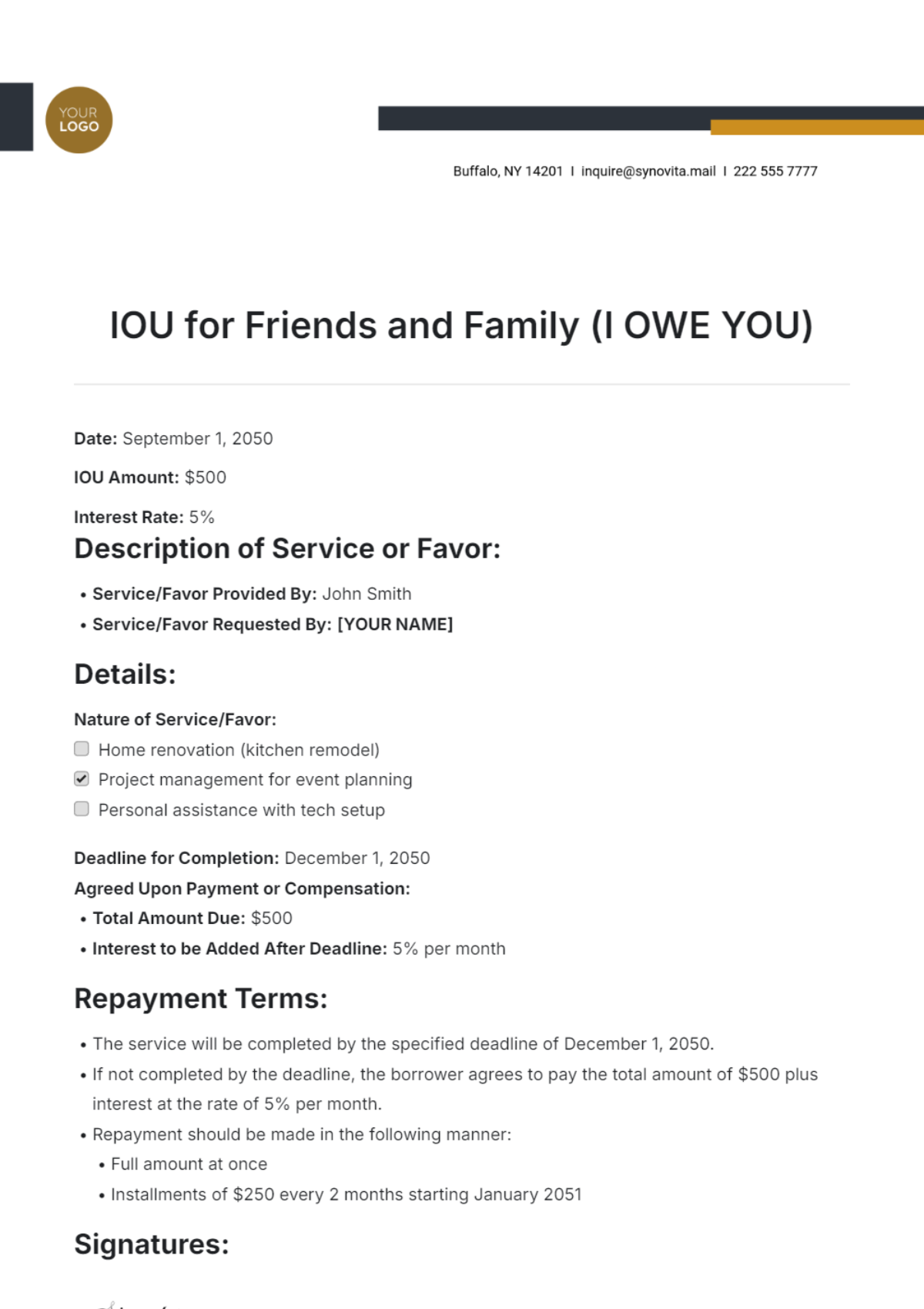 free printable iou template
