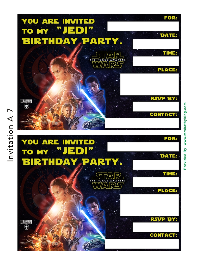 Free Star Wars The Force Awakens Invitation U0026 Thank You Card 