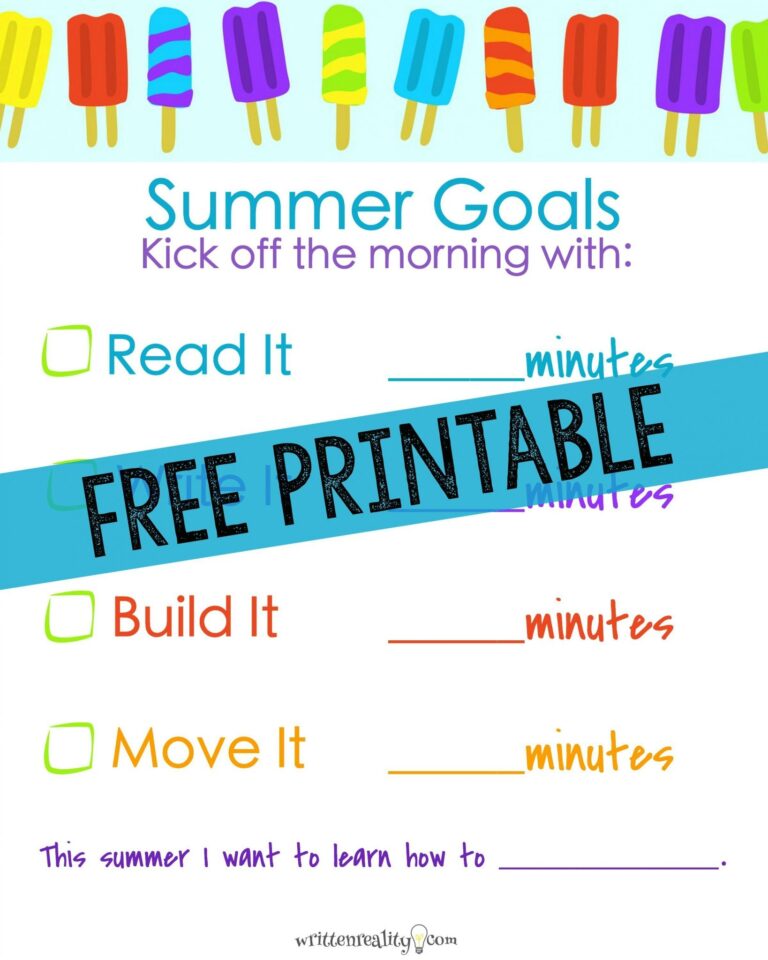 Free Summer Activities Chart Written Reality